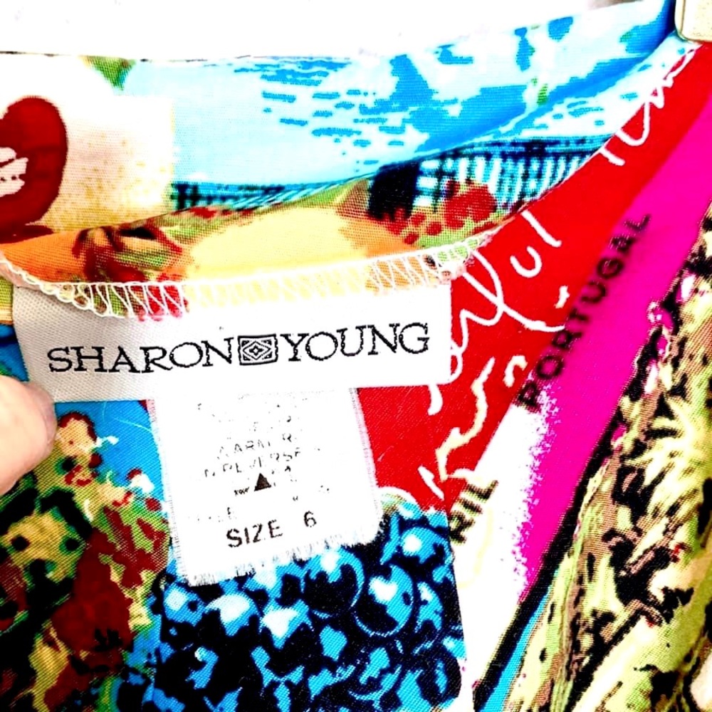 Sharon Young Vintage Colorful Scenic Print Pencil Skirt Women’s 6 - Picture 5 of 6
